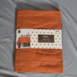 Fall Tablecloth 60x120‎ Orange Cotton Farmhouse Autumn Thanksgiving Decor
